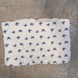Hollister White and Blue Butterfly Print tube top